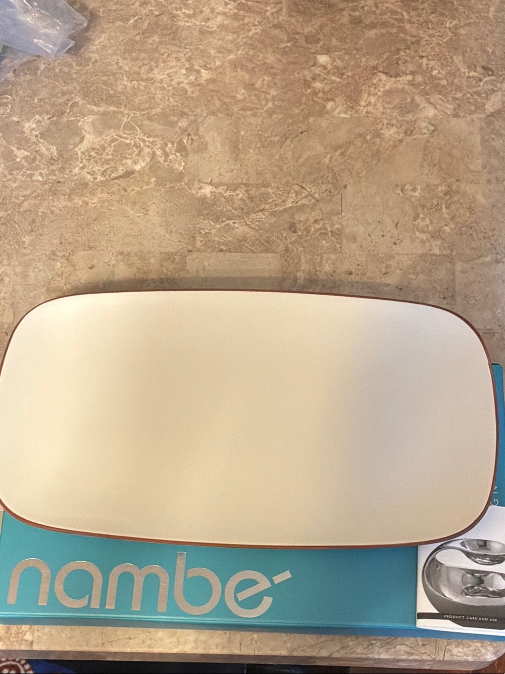 Nambe Cream Ceramic Taos Rectangular Serving Platter